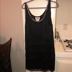 Black Sleeveless Flapper Dress Size L